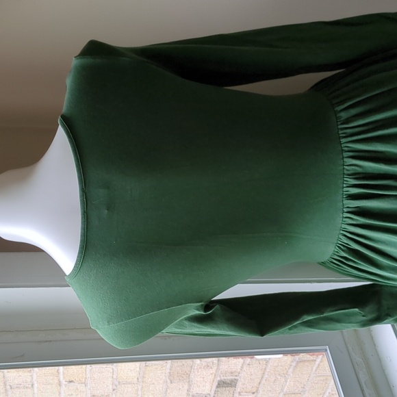Asos modest long sleeve green midi dress with elastic waist size 6 - Picture 6 of 7